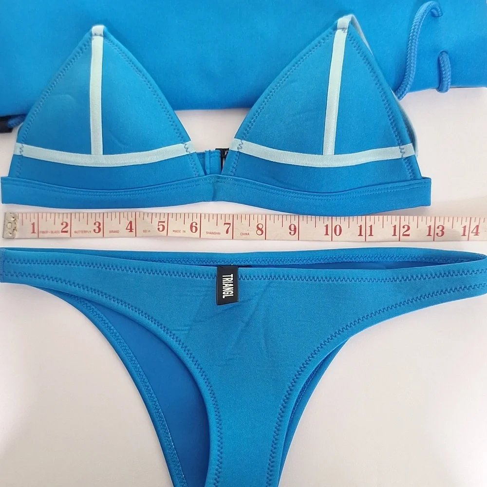 Triangl Swimwear Blue Swim Bikini Set Cinchbag Neoprene